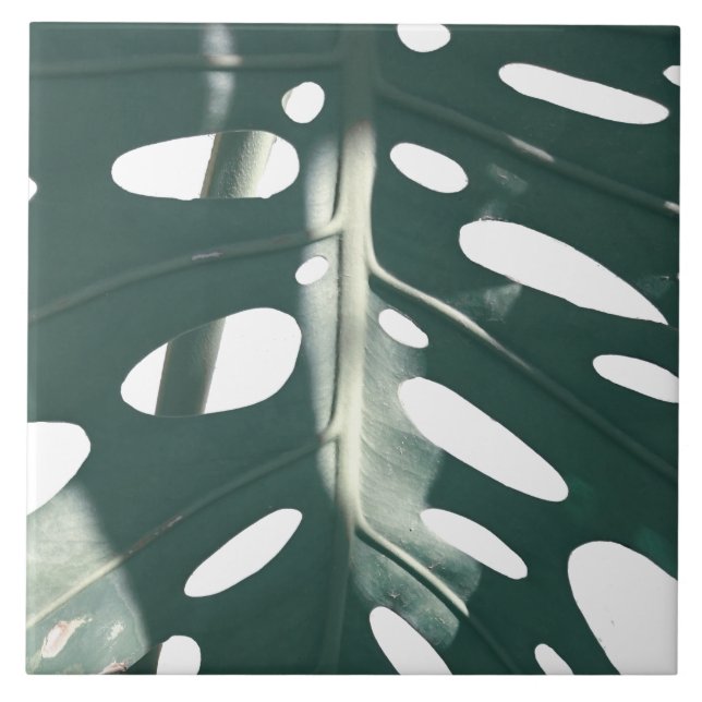 Funky Pale Green Pflanze Fliese (Vorderseite)