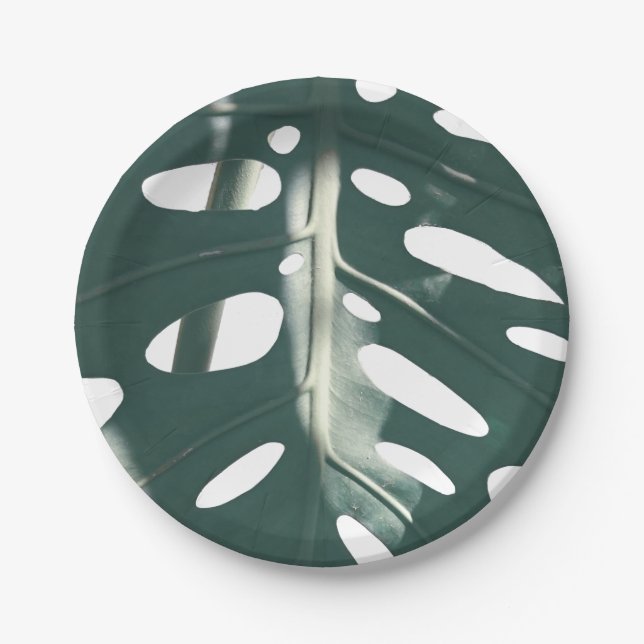 Funky Pale Green Pflanze Pappteller (Vorderseite)