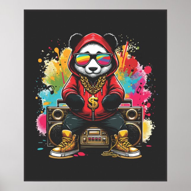 Funky Panda Music Vibes Poster (Vorne)