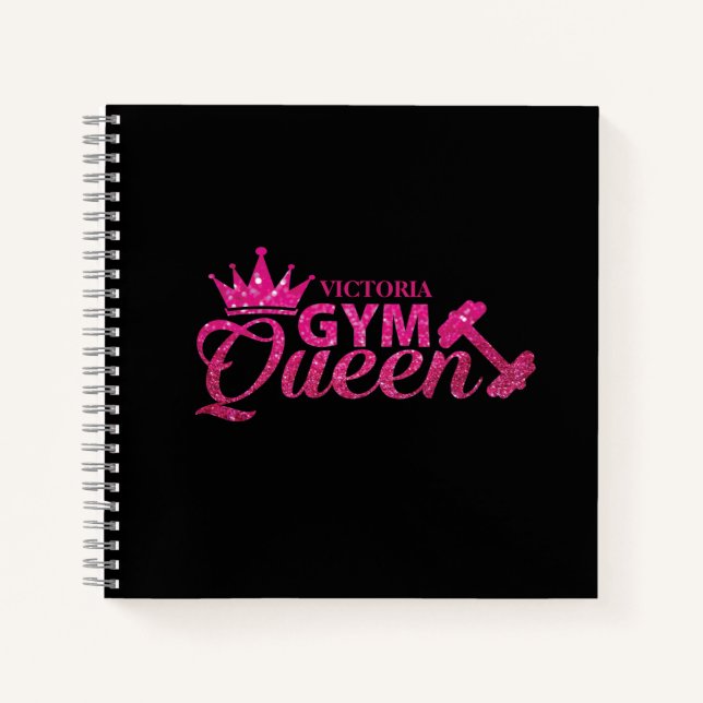 Funky Personalisiert Hot Pink Imitats Glitzer Gym  Notizbuch (Vorderseite)