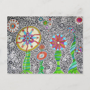 Funky Pflanze Watercolor Mosaik Postkarte