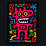 Funky Pink Alien - Neon Pop Art Quirky Monster Poster<br><div class="desc">Hell, kühn und funky - diese rosa Alien ist ein sonderbares Monster voller Neonenergie. Umgeben von spielerischen Doodles und leuchtenden Formen ist es ein Muss für Pop-Kunstliebhaber und alle, die funky und farbenfrohe Wohngestaltung Lieben.</div>