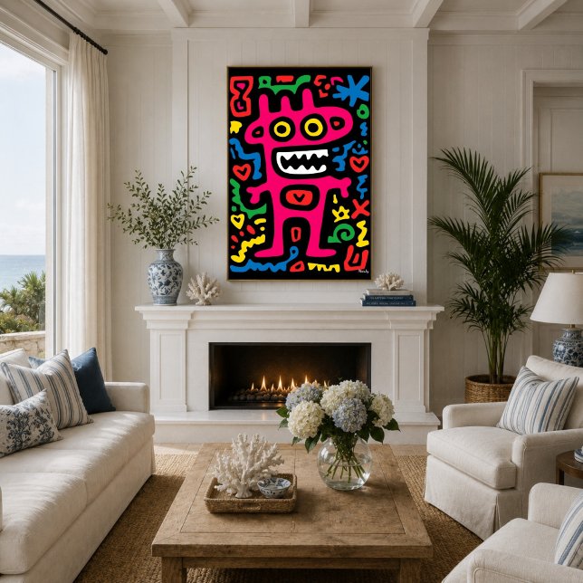 Funky Pink Alien - Neon Pop Art Quirky Monster Poster (Von Creator hochgeladen)