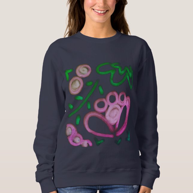 Funky Pink Blume Abstrakte Kunst zu tragen Sweatshirt (Vorderseite)
