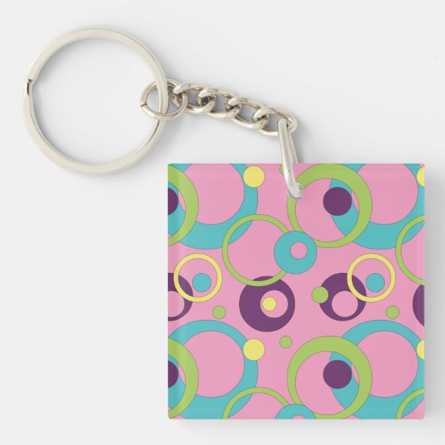 Funky Pink Circles Acrylischer Schlüsselanhänger (Vorderseite)