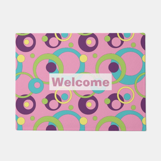 Funky Pink Circles Doormat Fußmatte (Vorderseite)