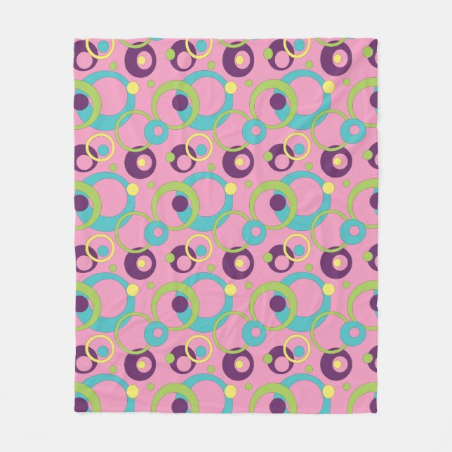 Funky Pink Circles Fleece Blanket (Vorderseite)