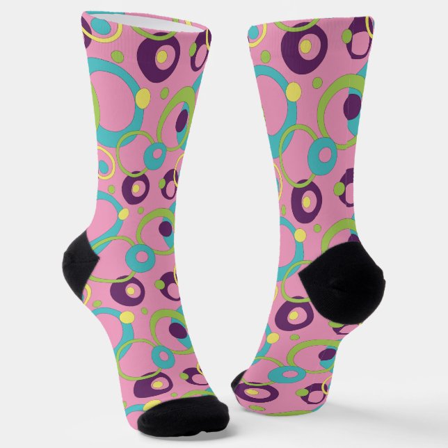 Funky Pink Circles Hahnentrittmuster Socken (Gewinkelt)