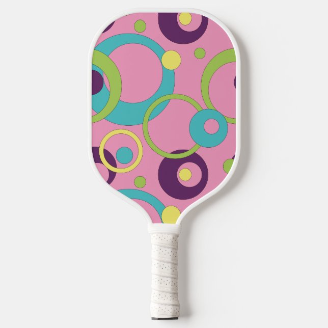 Funky Pink Circles Pickleball Schläger (Vorderseite)
