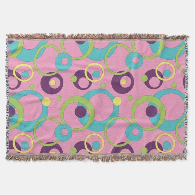 Funky Pink Circles Throw Blanket Decke (Vorderseite)