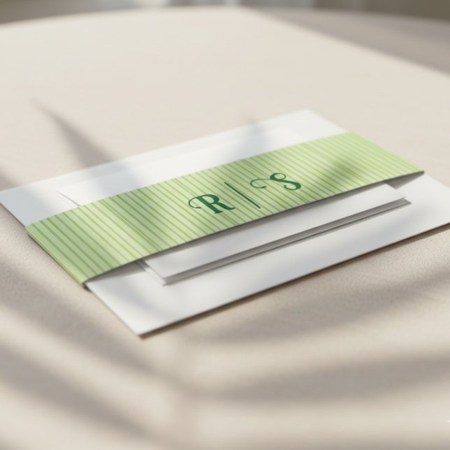 Funky Pink & Green Tropical Monogram Einladungsbanderole (Tropical Hand Drawn Pink and Green Invitation Belly Band)