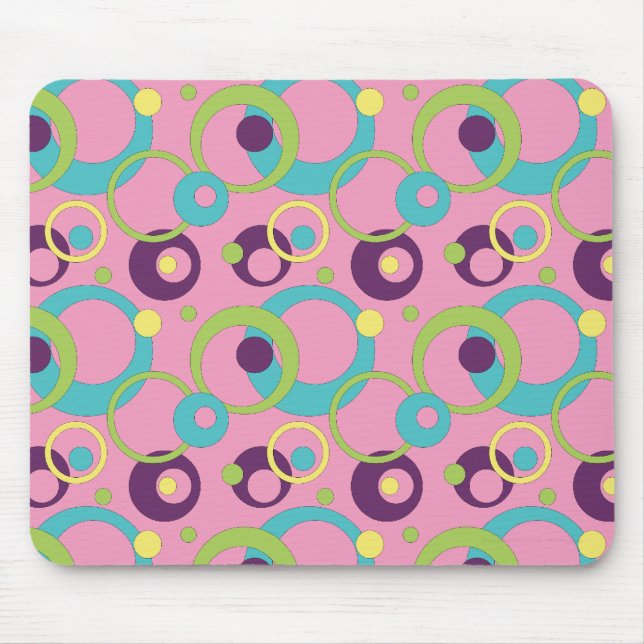 Funky Pink Kreise Mauspad (Vorne)