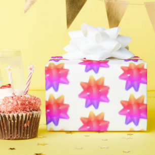 Funky Pink Lila Ombre Bows Muster auf Weiß Geschenkpapier