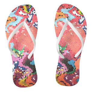 Funky Pink Pastel Abstrakt Flip Flops Sandalen