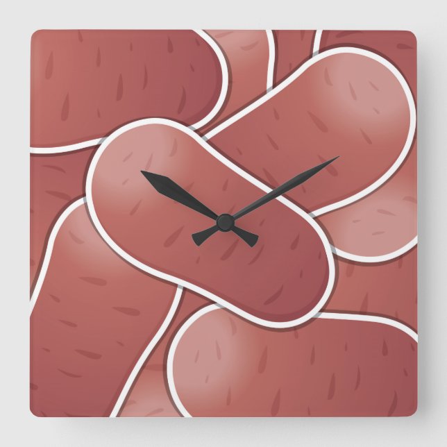 Funky Pink Potato Quadratische Wanduhr (Vorderseite)