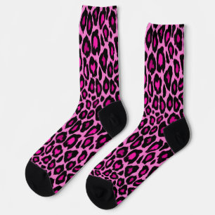 Funky Pink und Black Leopard Print Socken