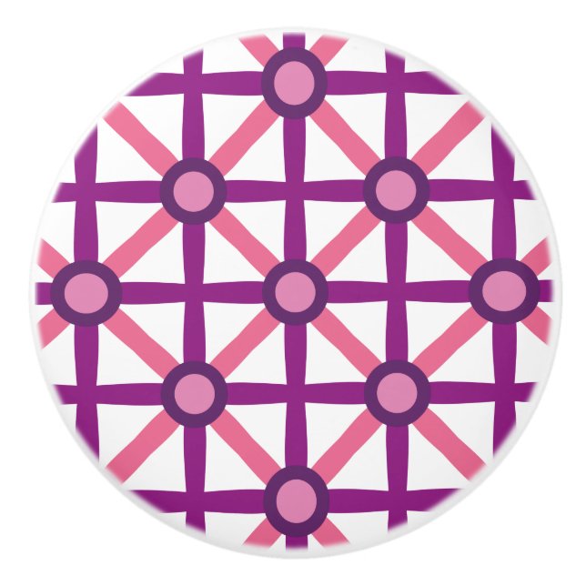 Funky Pink und Lila Muster Keramikknauf (Vorderseite)
