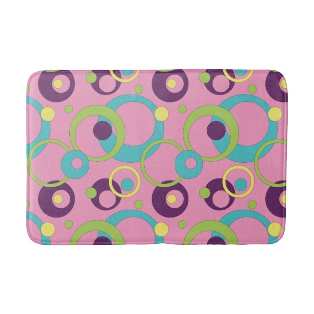 Funky Pinke Kreise Badematte (Vorderseite)