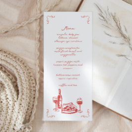 Funky Pizza Wine Handschriftlich Illustriert Menükarte