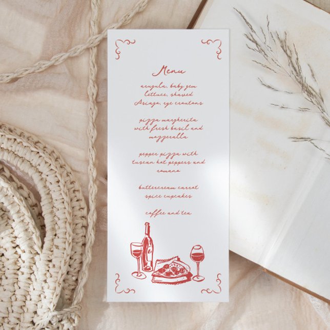 Funky Pizza Wine Handschriftlich Illustriert Menükarte (Von Creator hochgeladen)