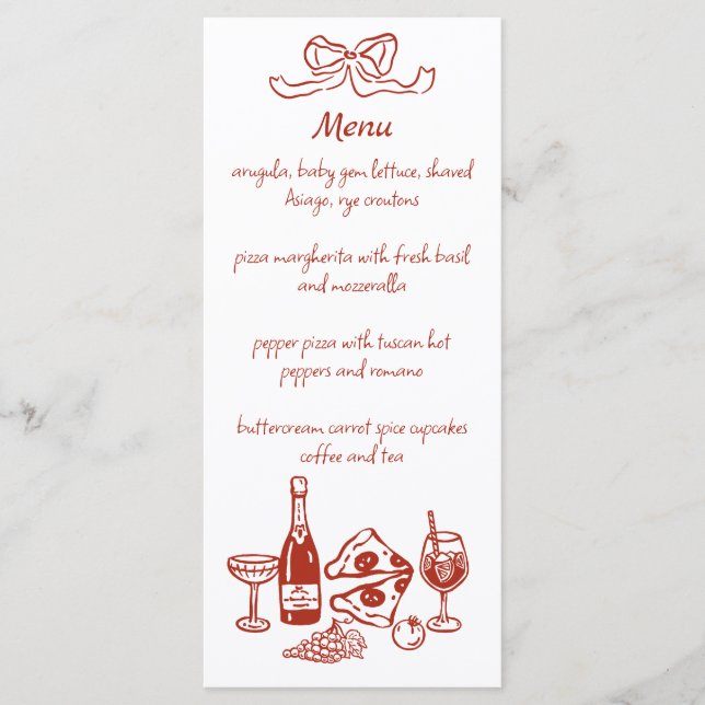 Funky Pizza Wine Handwritten Illustrated Menu Menükarte (Vorderseite)