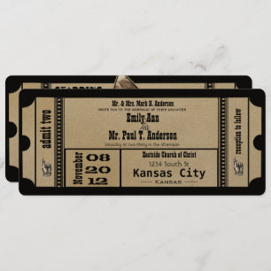 Funky Playbill Wedding Silver Metallic Einladung