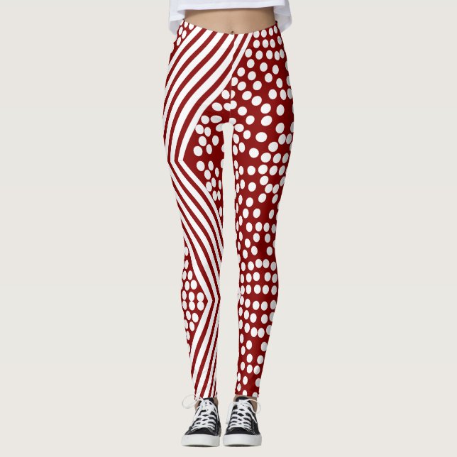 Funky Polka Dot Lines kühne Leggings (Vorderseite)