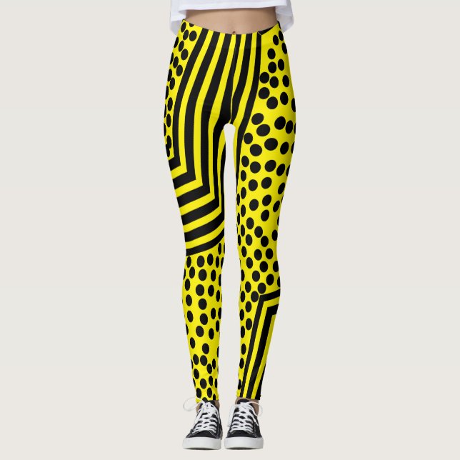 Funky Polka Dot Lines kühne Leggings (Vorderseite)