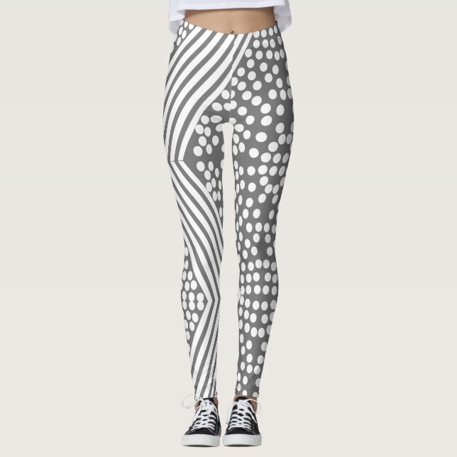 Funky Polka Dot Lines kühne Leggings (Vorderseite)