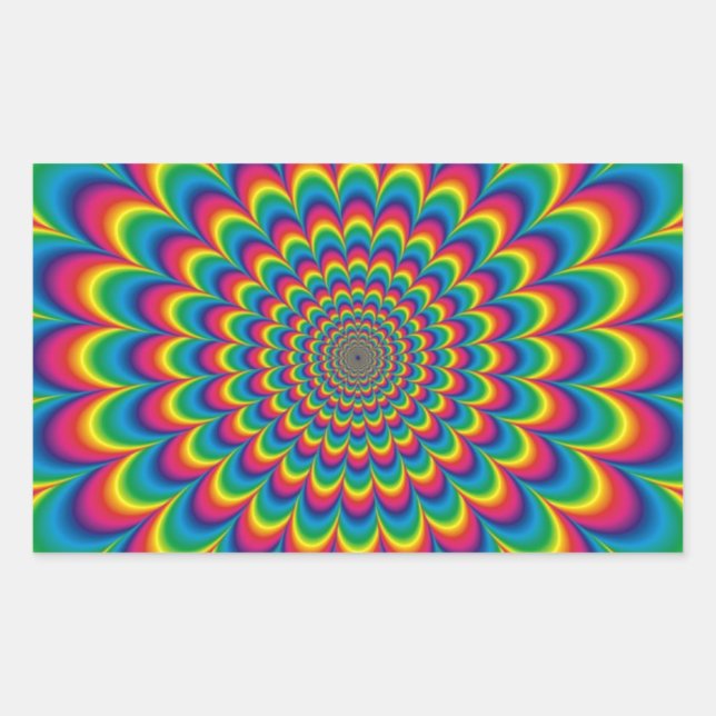 Funky Psychedelic Color Fest Rechteckiger Aufkleber (Vorderseite)