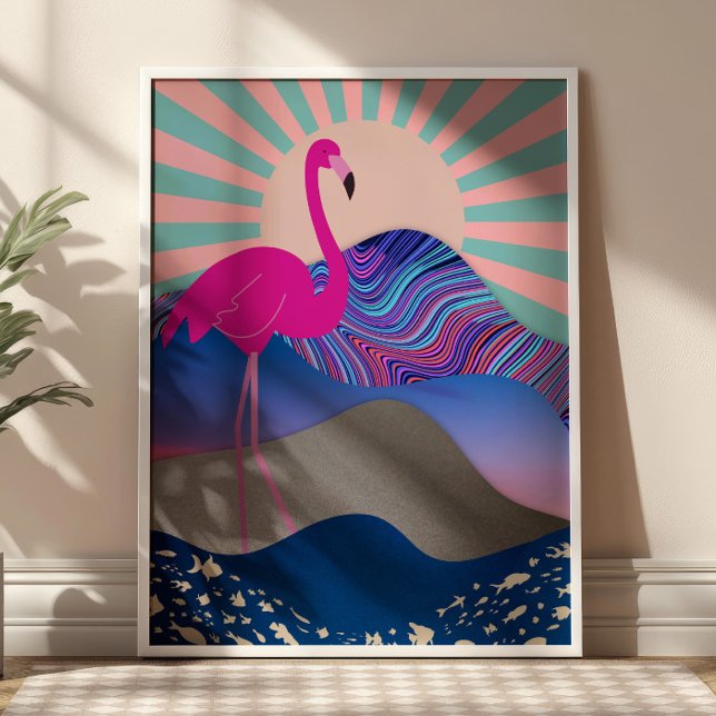Funky Psychedelic Flamingo Poster (Von Creator hochgeladen)