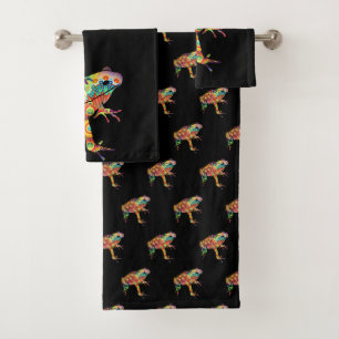 Funky Psychedelic Frog Badhandtuch Set
