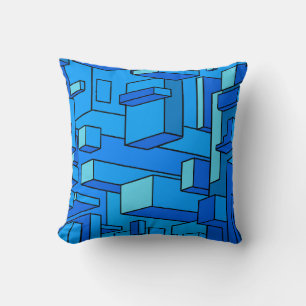 Funky Psychedelic Sapphire Blue Throw Kissen
