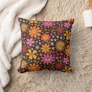 Funky psychedelische 70er Groovy Blumen-Augen-Must Kissen