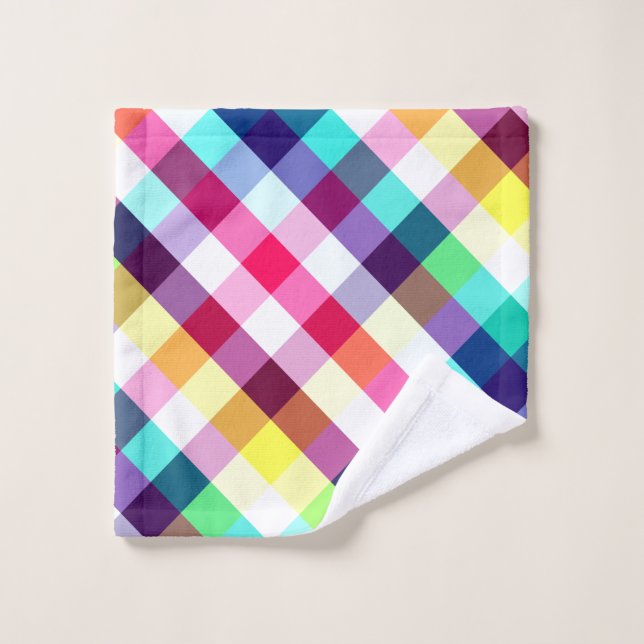Funky Rainbow Kariert Pattern Washtuch Waschlappen (Waschlappen)