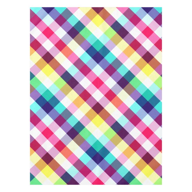 Funky Rainbow Kariertes Muster Kleine Tablette Tischdecke (Vorderseite)