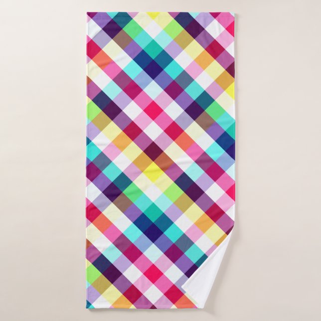 Funky Rainbow Kariertes Patternhandtuch Badehandtuch (Badehandtuch)