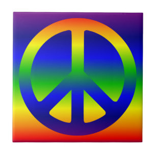 Funky Rainbow Peace Symbol Fliese