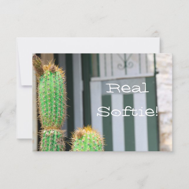 Funky Real Softie Green Cactus Flat Card (Vorderseite)