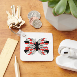 Funky Red and Black Butterfly Schlüsselanhänger