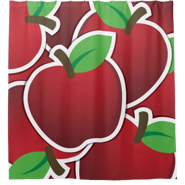 Funky Red Äpfel Duschvorhang (Vorderseite)