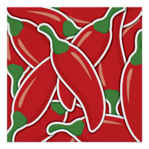 Funky red Chili Paprikaschoten Poster
