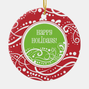 Funky Red & Green Swirl Weihnachtsschmuck