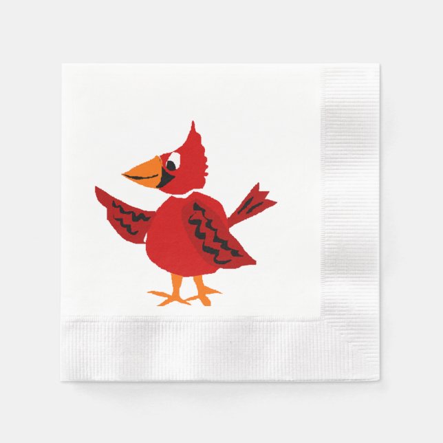 Funky Red Kardinal Bird Art Serviette (Vorderseite)