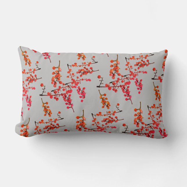 Funky Red Pepper Tree Fruit Pattern Pillow Cushion Lendenkissen (Vorderseite)