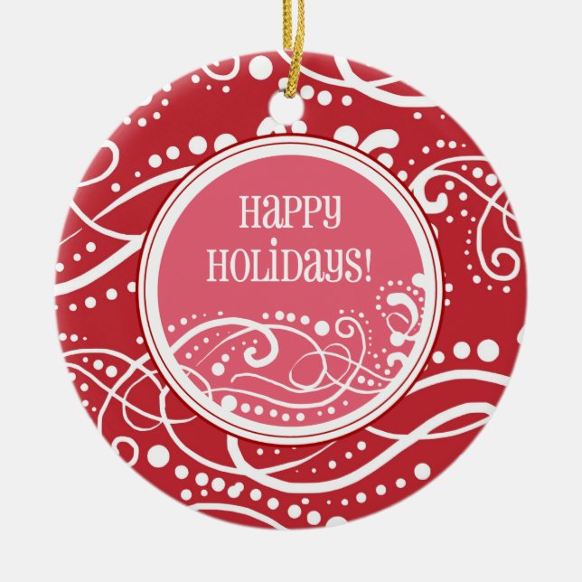 Funky Red & Pink Swirl Weihnachtsschmuck (Vorne)