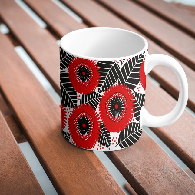 Funky Red Poppies Floral Pattern Mug Kaffeetasse (Von Creator hochgeladen)