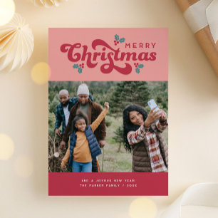 Funky Retro 70er Frory Christmas Foto Feiertagskarte