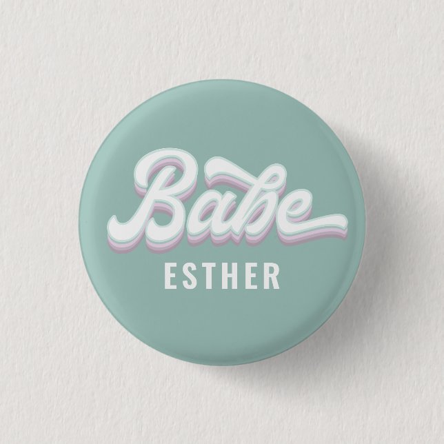 Funky Retro 80er Pastellbabe Bachelorette Hochzeit Button (Vorderseite)