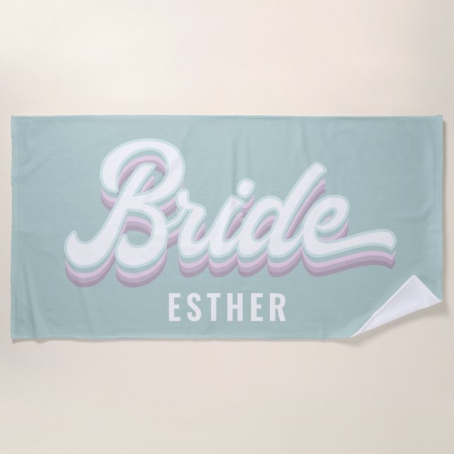 Funky Retro 80's Pastel Bachelorette Wedding Strandtuch (Vorderseite)